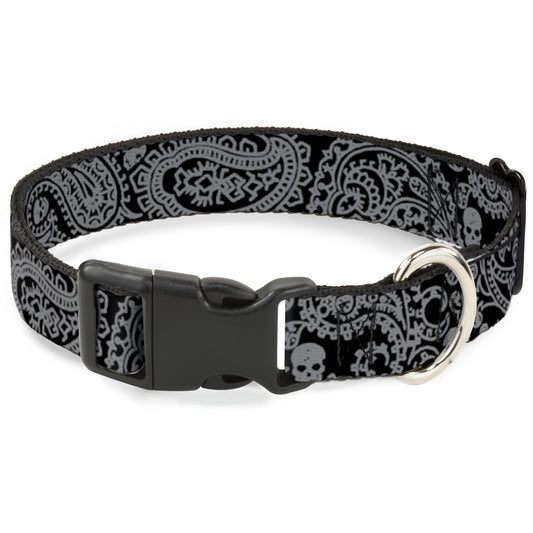 Plastic Clip Collar - Bandana/Skulls Black/Silver
