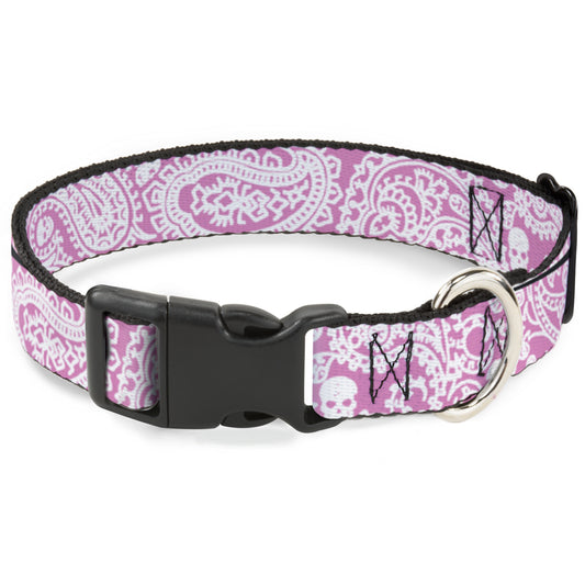 Plastic Clip Collar - Bandana/Skulls Pink/White