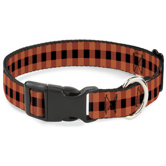 Plastic Clip Collar - Buffalo Plaid Black/Orange