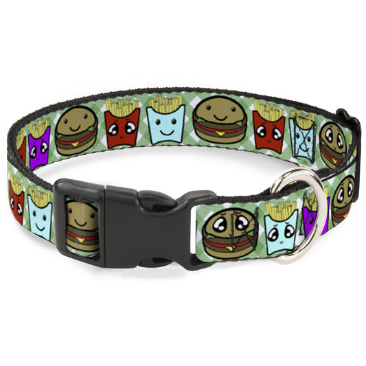 Plastic Clip Collar - Burger & Fries Cartoon Straight Green Tablecloth