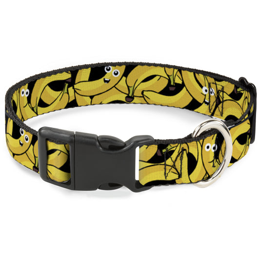 Plastic Clip Collar - Bananas Stacked Cartoon Black//Yellows