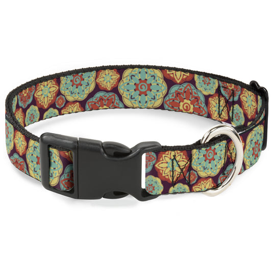 Plastic Clip Collar - Boho Mandala Burgundy/Yellow/Turquoise/Orange