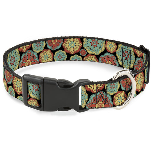 Plastic Clip Collar - Boho Mandala Black/Yellow/Turquoise/Orange