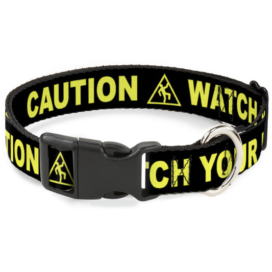 Plastic Clip Collar - CAUTION WATCH YOUR DUBSTEP Black/Yellow