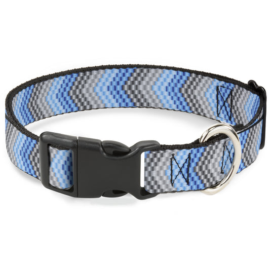 Plastic Clip Collar - Chevron Weave Grays/Blues