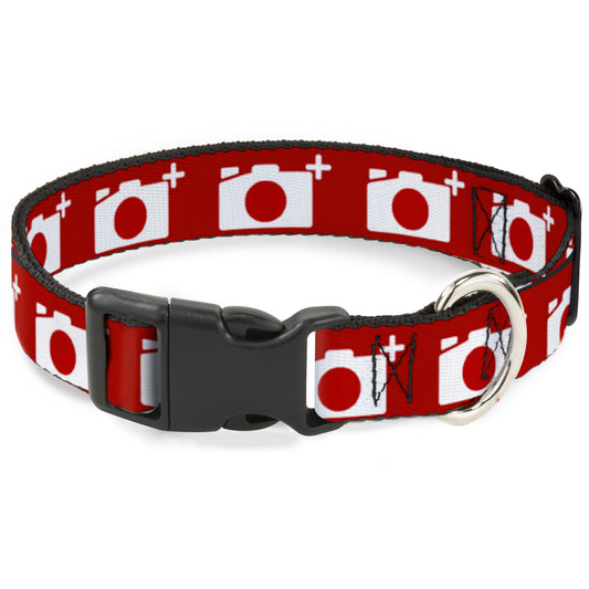 Plastic Clip Collar - Camera Red/White