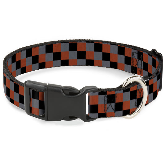 Plastic Clip Collar - Checker Trio Gray/Black/Red