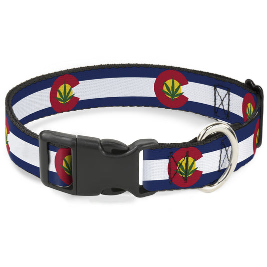Plastic Clip Collar - Colorado Flag/Marijuana Leaf