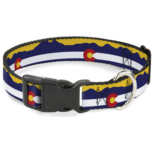 Plastic Clip Collar - Colorado Flag/Mountain Silhouette Yellow