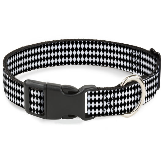 Plastic Clip Collar - Diamonds Stripe White/Black