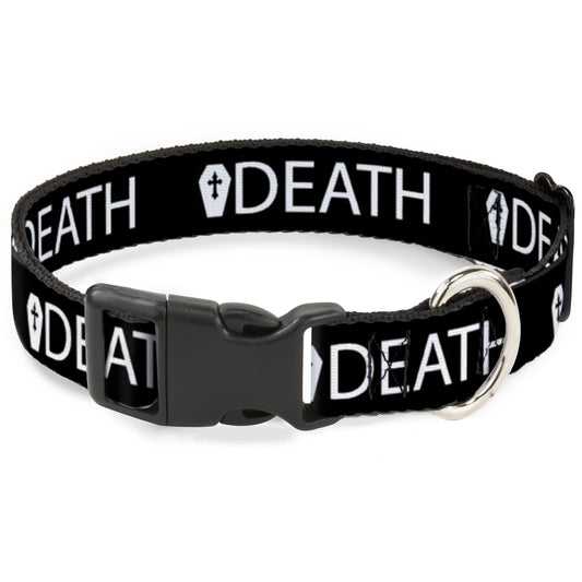 Plastic Clip Collar - DEATH/Coffin Black/White