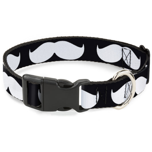 Plastic Clip Collar - Mustache Black/White
