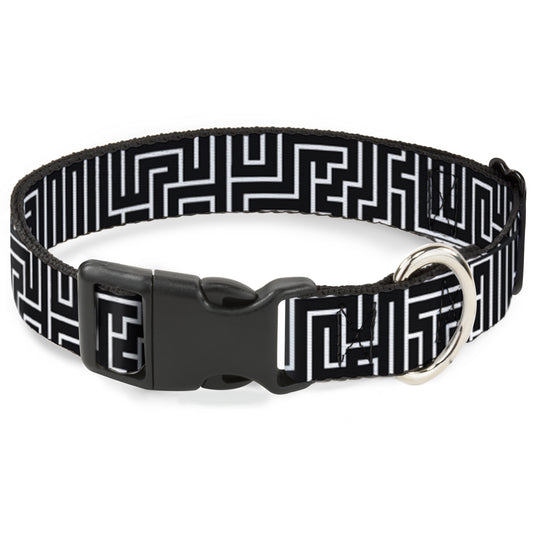 Plastic Clip Collar - Maze Black/White/Red