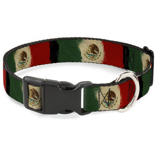 Plastic Clip Collar - Mexico Flag Distressed Painting