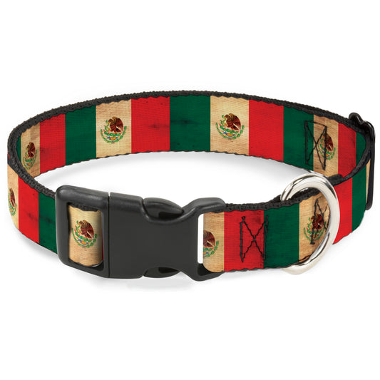Plastic Clip Collar - Mexico Flag Continuous Vintage