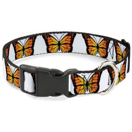 Plastic Clip Collar - Monarch Butterfly Repeat White