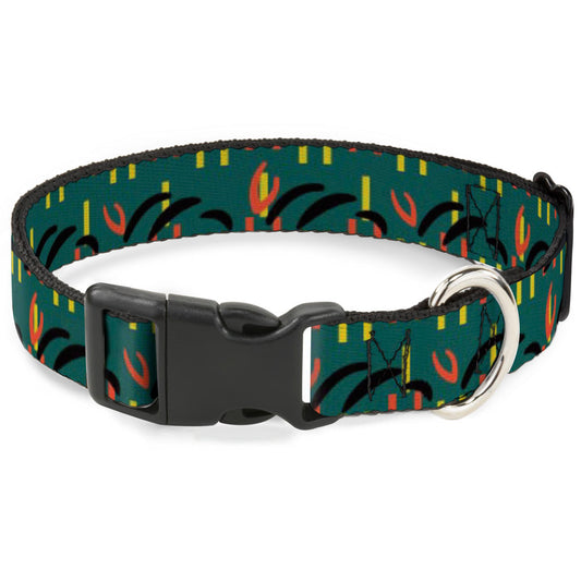 Plastic Clip Collar - MCO Orlando International Airport Carpet Teal/Orange/Yellow/Black