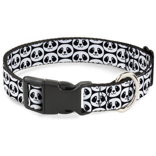 Plastic Clip Collar - Smiling Panda Repeat Black/White
