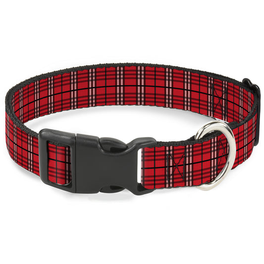 Plastic Clip Collar - Plaid Red