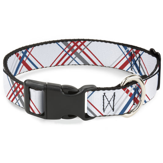 Plastic Clip Collar - Plaid X White/Red/Turquoise/Gray