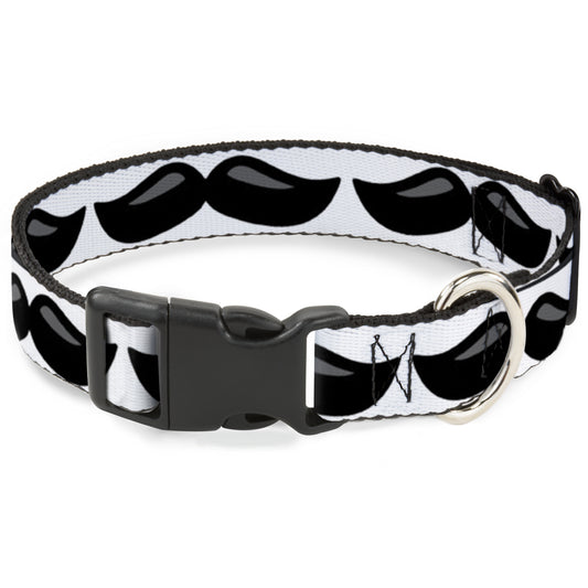 Plastic Clip Collar - Plastic Mustache White/Black