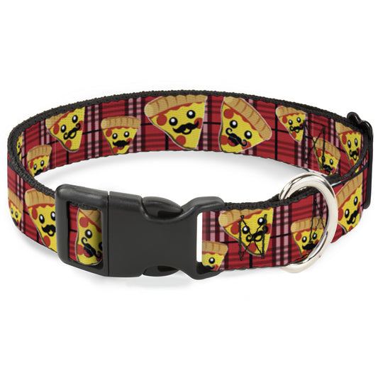 Plastic Clip Collar - Pizza Man Plaid Red