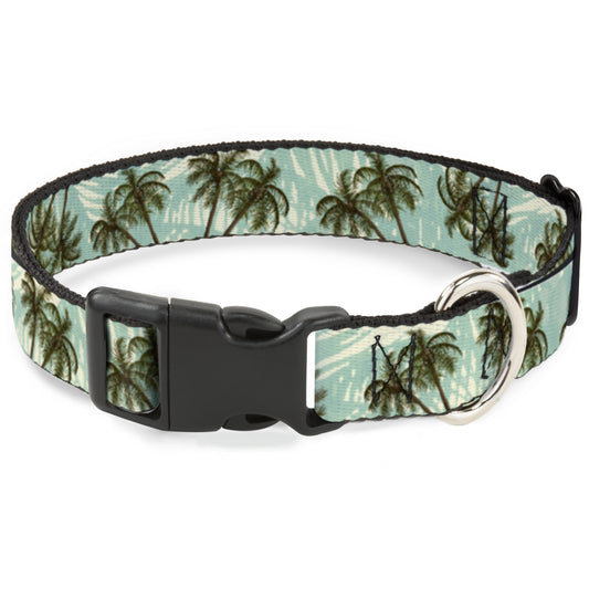 Plastic Clip Collar - Palm Trees Swaying Tan/Teal