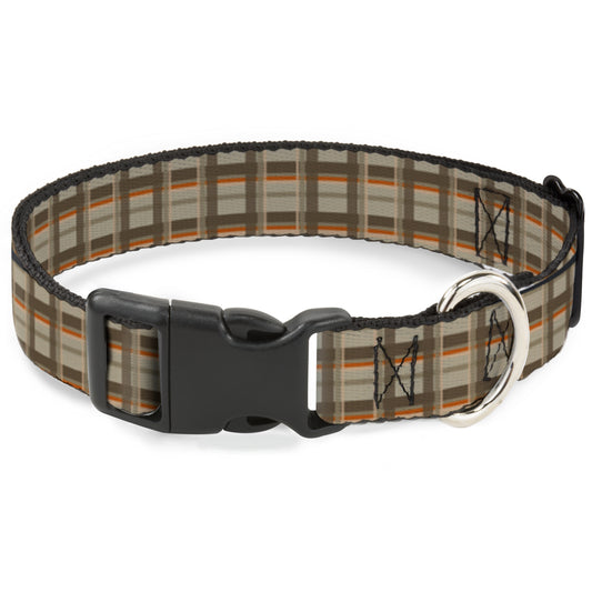 Plastic Clip Collar - Plaid Tan Shades/Orange