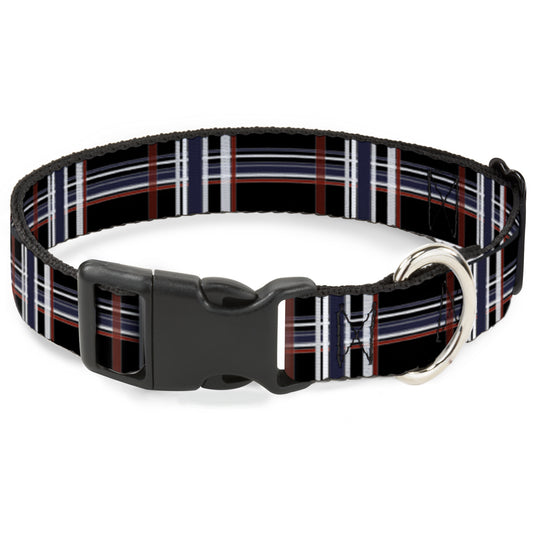 Plastic Clip Collar - Plaid Black/Red/White/Blue