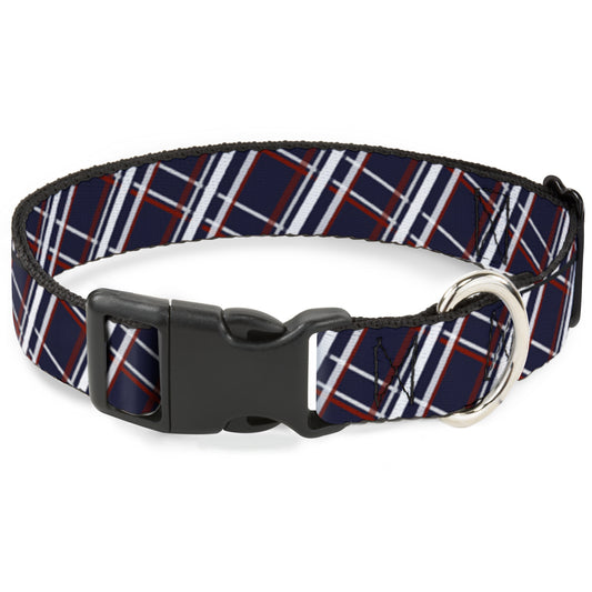 Plastic Clip Collar - Plaid X Blue/White/Red