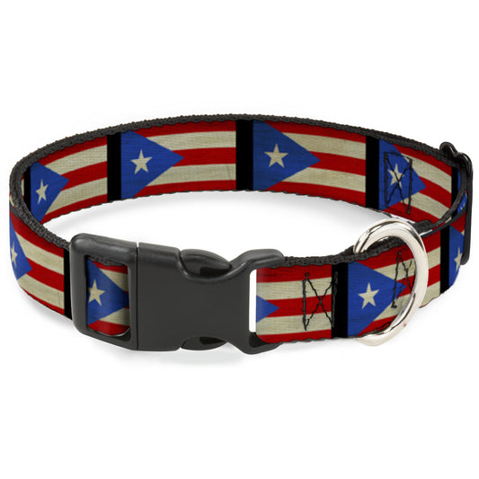 Plastic Clip Collar - Puerto Rico Flag Weathered