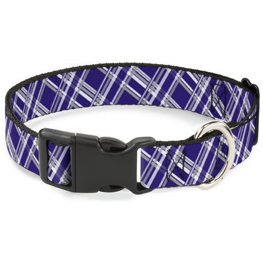 Plastic Clip Collar - Plaid X3 Purple/Gray/White