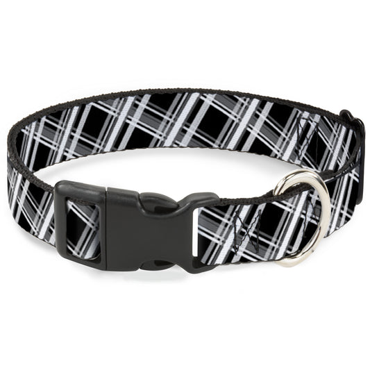 Plastic Clip Collar - Plaid X2 Black/Grays/White