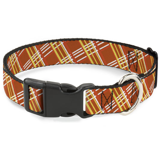 Plastic Clip Collar - Plaid X4 Oranges/White