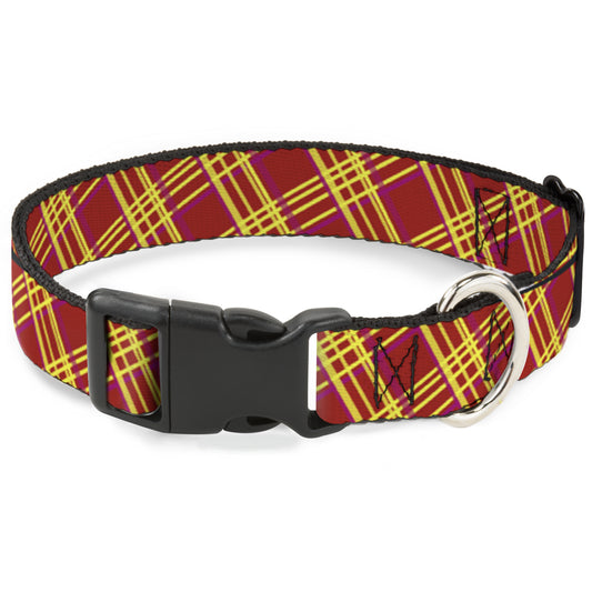 Plastic Clip Collar - Plaid X4 Fluorescent Oranges/Pinks/Yellow