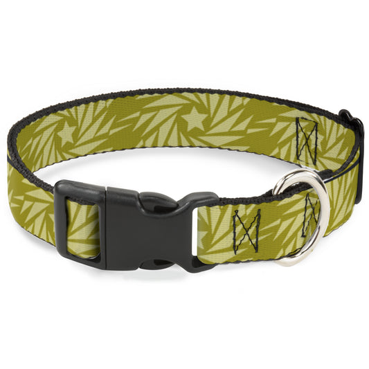 Plastic Clip Collar - Pinwheel Star Olive Green/Beige