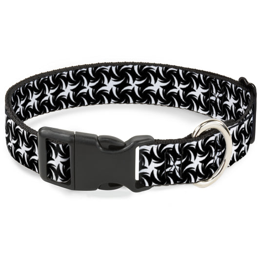 Plastic Clip Collar - Pinwheel Plumes White/Black