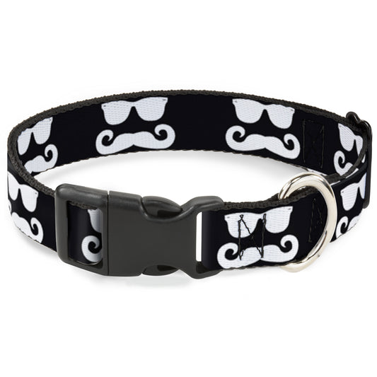 Plastic Clip Collar - Sunglasses & Mustache Black/White