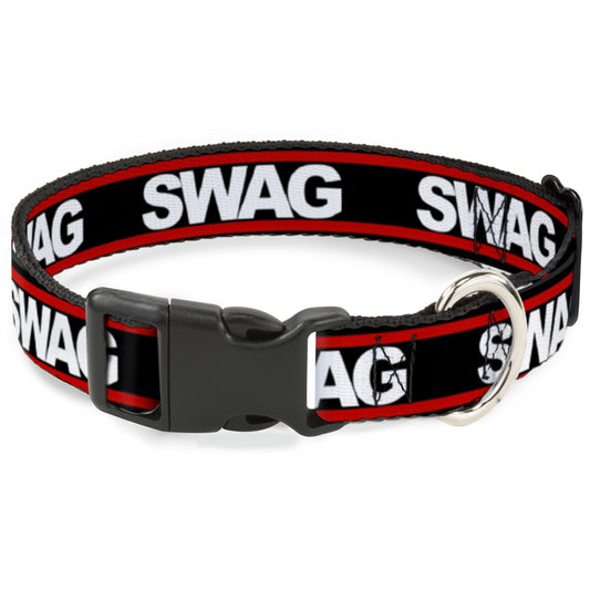 Plastic Clip Collar - SWAGG Black/White/Red Stripe