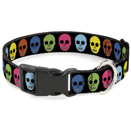 Plastic Clip Collar - Skulls Black/Multi Color