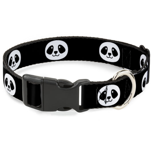 Plastic Clip Collar - Smiling Panda Face Black/White
