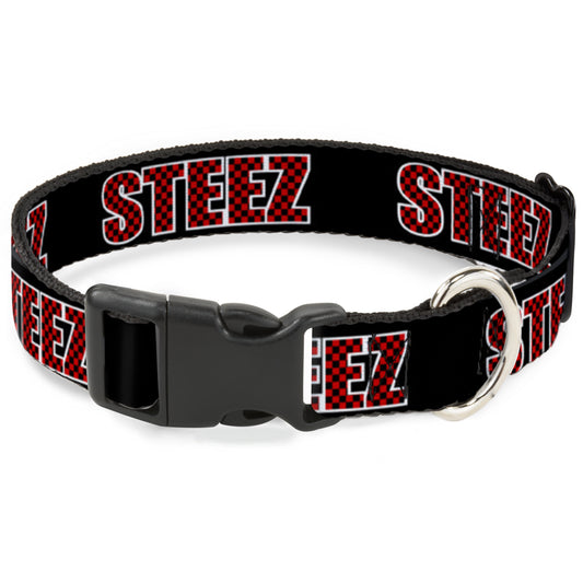 Plastic Clip Collar - STEEZ Black/Checker Black/Red