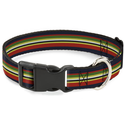 Plastic Clip Collar - Stripes Navy/Red/Yellow/Black/White/Green