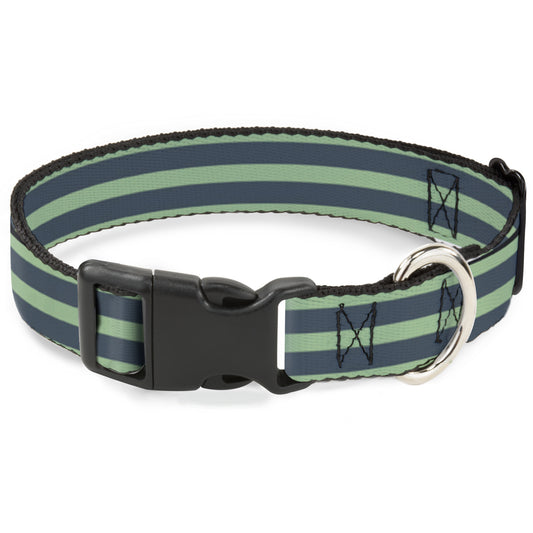 Plastic Clip Collar - Stripes Pastel Green/Olive