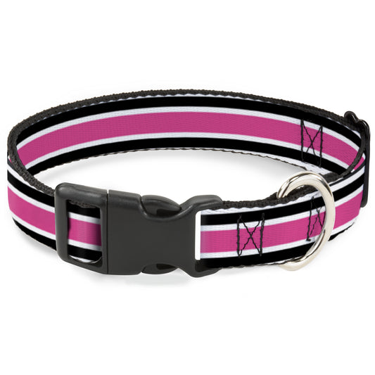 Plastic Clip Collar - Stripes White/Black/White/Pink
