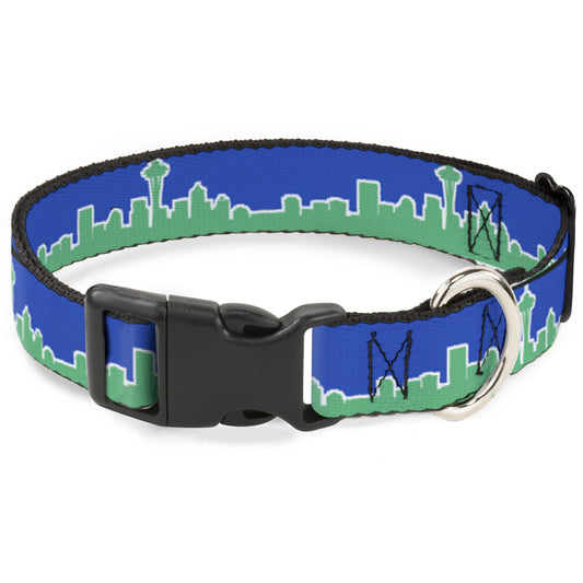 Plastic Clip Collar - Seattle Skyline Blue/Green