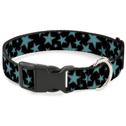Plastic Clip Collar - Stars/Multi Stars Black/Turquoise