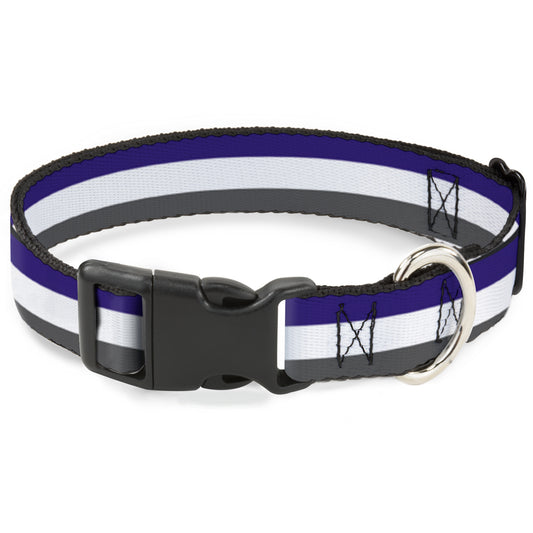 Plastic Clip Collar - Stripes Purple/White/Gray