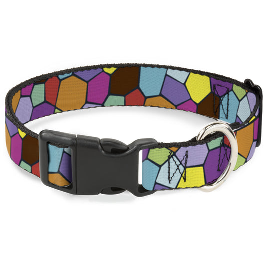 Plastic Clip Collar - Stained Glass Mosaic2 Multi Color/Navy