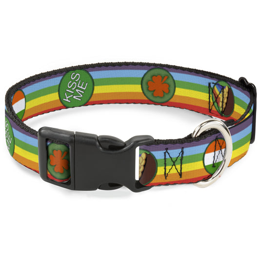 Plastic Clip Collar - St. Pat's Rainbow/Coins